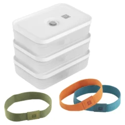 ZWILLING Vakuum Lunchbox Set, L flach / 6-tlg, Kunststoff, Semitransparent-Grau