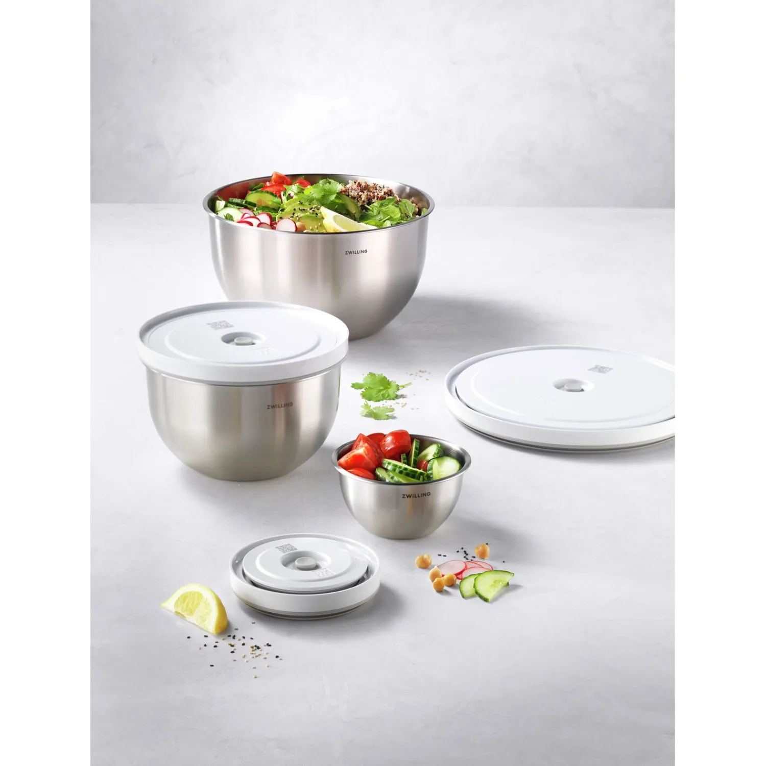 ZWILLING Vakuumschüssel Set S/M/L / 6-tlg, Edelstahl,