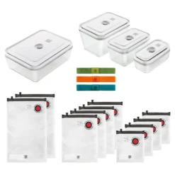 ZWILLING Vakuum Set, 17-tlg. / S/M/L, Grau/Transparent, Glas/Kunststoff