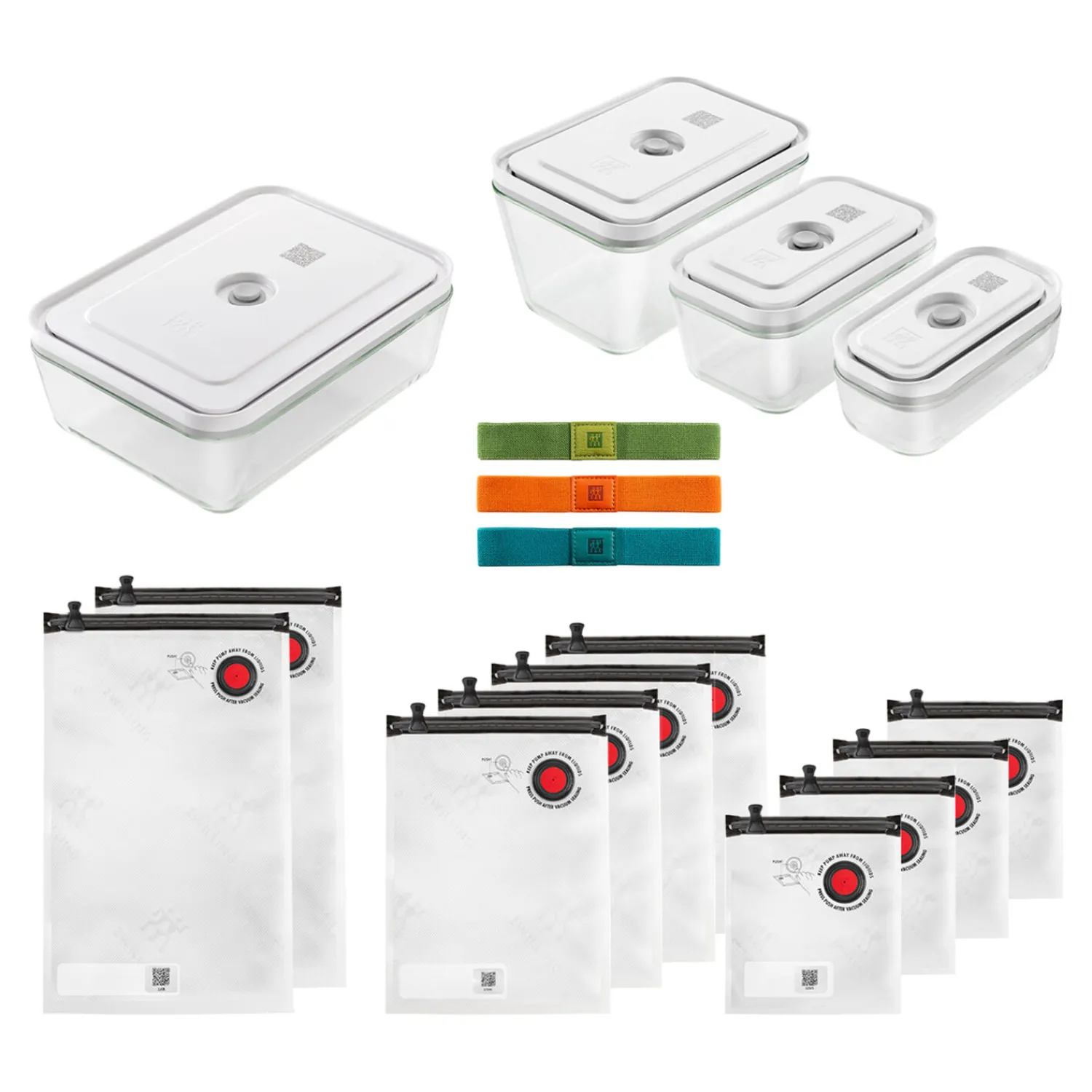 ZWILLING Vakuum Set, 17-tlg. / S/M/L, Grau/Transparent, Glas/Kunststoff