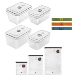 ZWILLING Vakuum Set, 17-tlg. / S/M/L, Grau/Transparent, Glas/Kunststoff