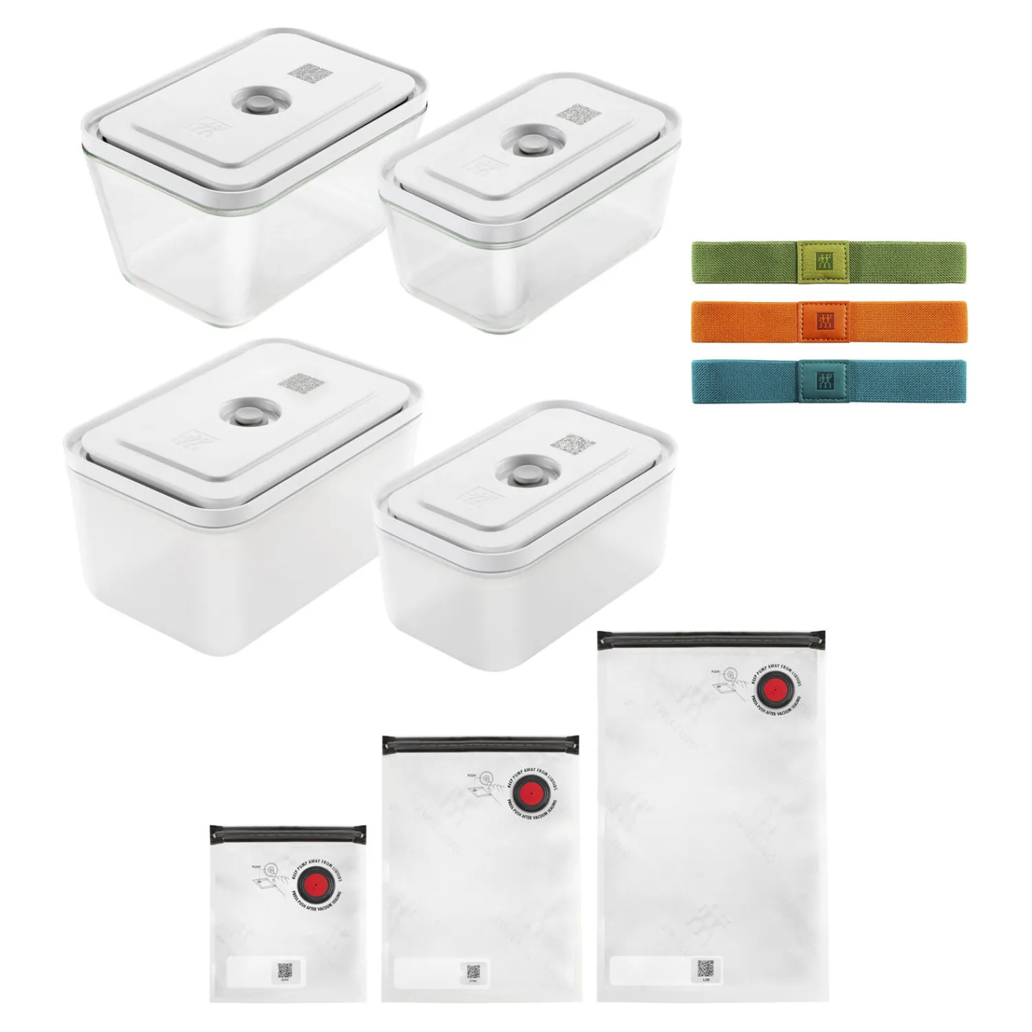 ZWILLING Vakuum Set, 17-tlg. / S/M/L, Grau/Transparent, Glas/Kunststoff