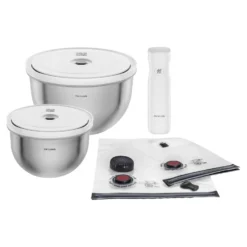 ZWILLING Vakuum Starter Set, Edelstahl / M/L, 9-tlg, Silber-Weiß