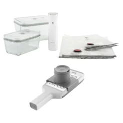 ZWILLING Vakuum Starterset mit Multi-Reibe, 7-tlg. / M/L, Grau/Transparent, Glas