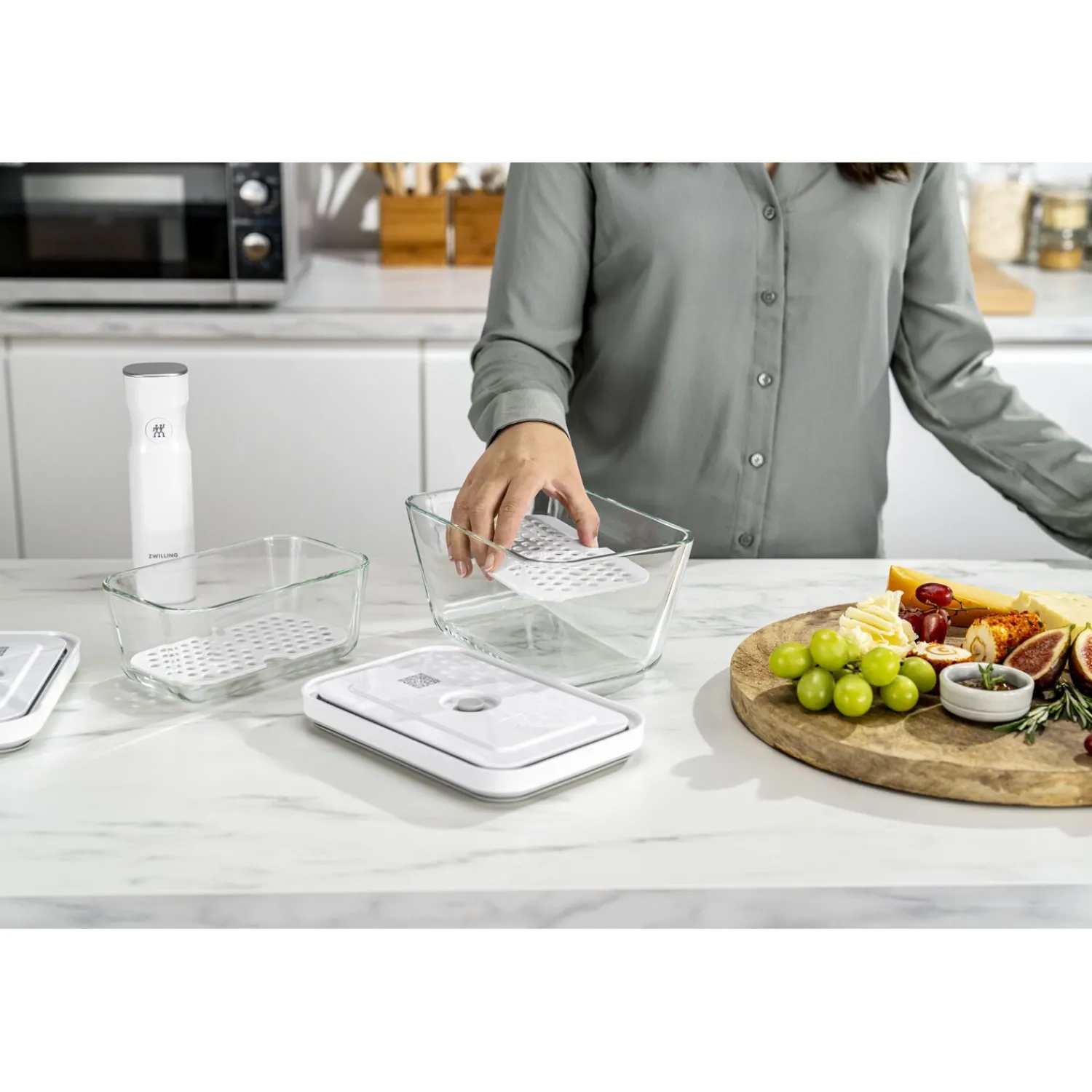 ZWILLING Vakuum Zubehörset Abtropfgitter für Glasboxen, M/L / 2-tlg