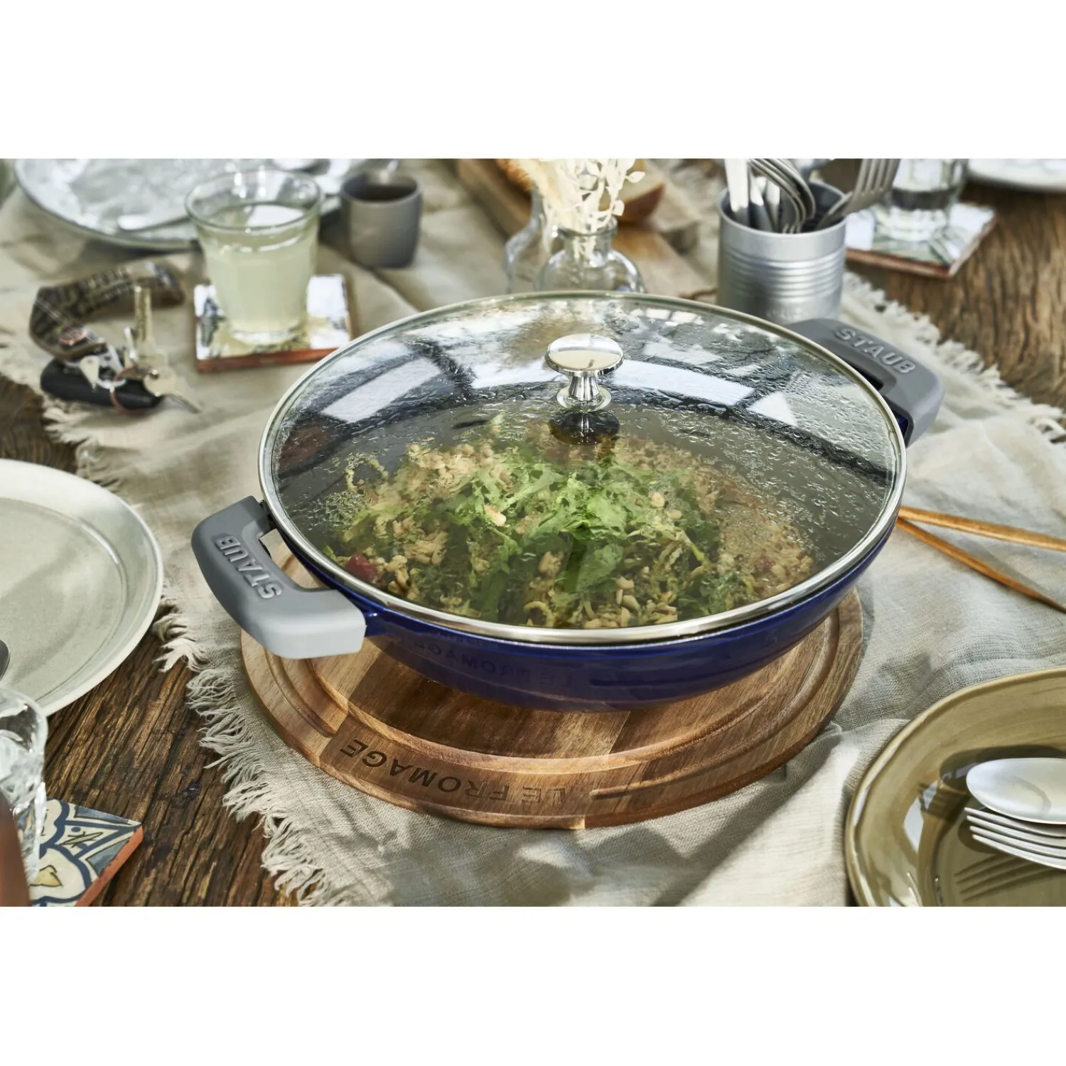 Staub Wok mit Glasdeckel 30 cm, rund, , Gusseisen