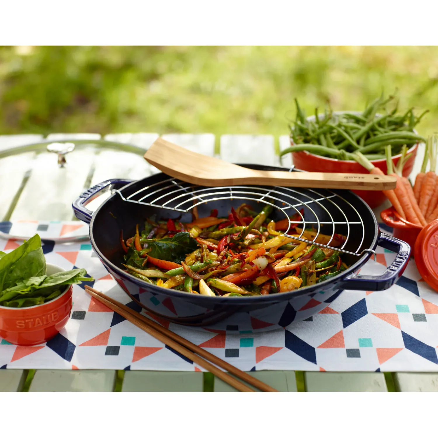 Staub Wok mit Glasdeckel 30 cm, rund, , Gusseisen