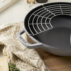 Staub Wok mit Glasdeckel 30 cm, rund, , Gusseisen