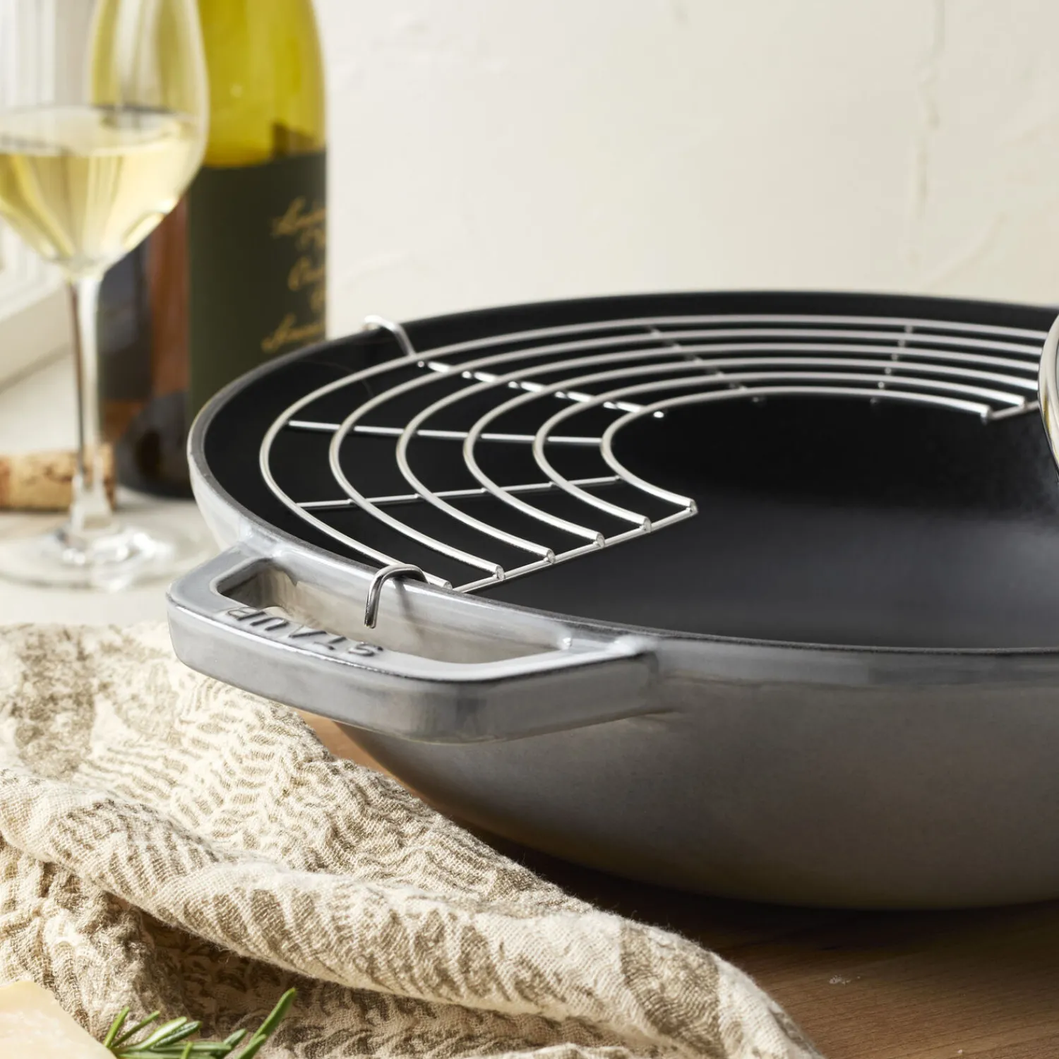 Staub Wok mit Glasdeckel 30 cm, rund, , Gusseisen