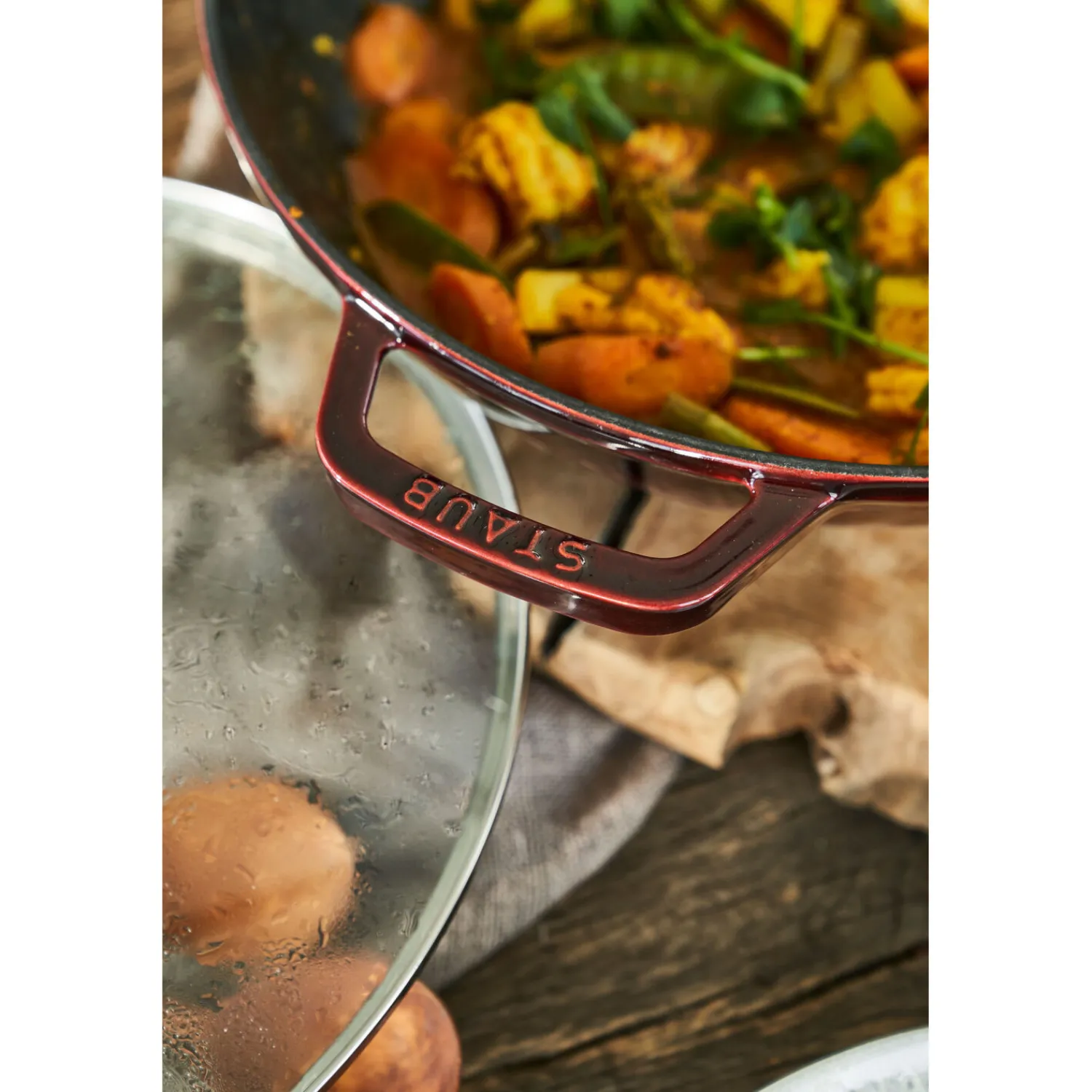Staub Wok mit Glasdeckel 30 cm, rund, , Gusseisen