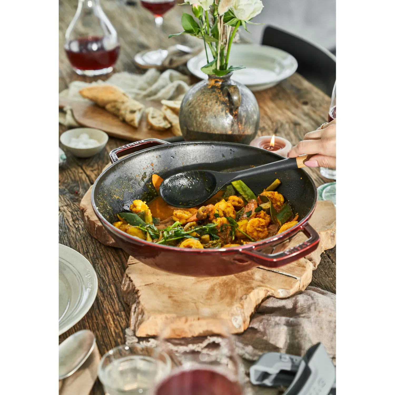 Staub Wok mit Glasdeckel 30 cm, rund, , Gusseisen