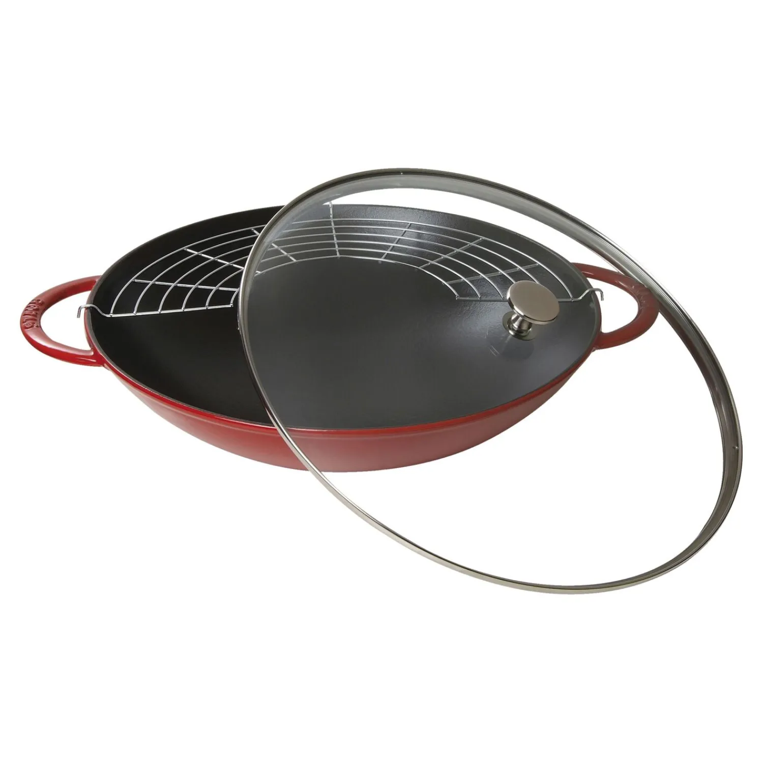 Staub Wok mit Glasdeckel 37 cm, rund, , Gusseisen