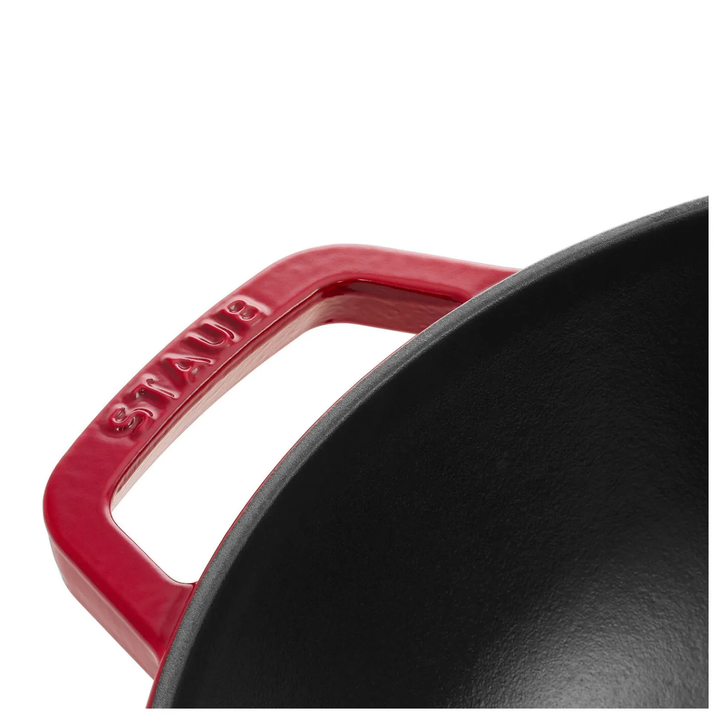 Staub Wok mit Glasdeckel 30 cm, rund, Kirsch-Rot, Gusseisen