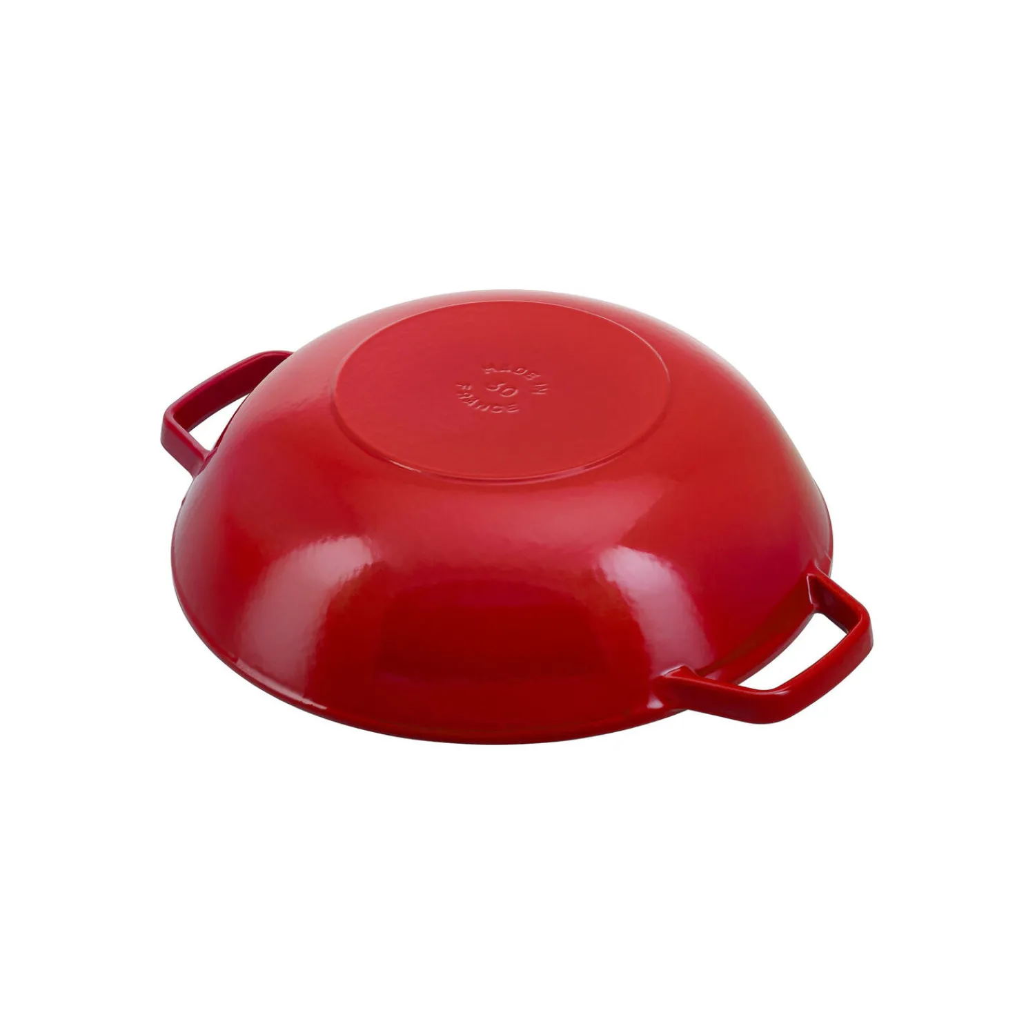 Staub Wok mit Glasdeckel 30 cm, rund, Kirsch-Rot, Gusseisen