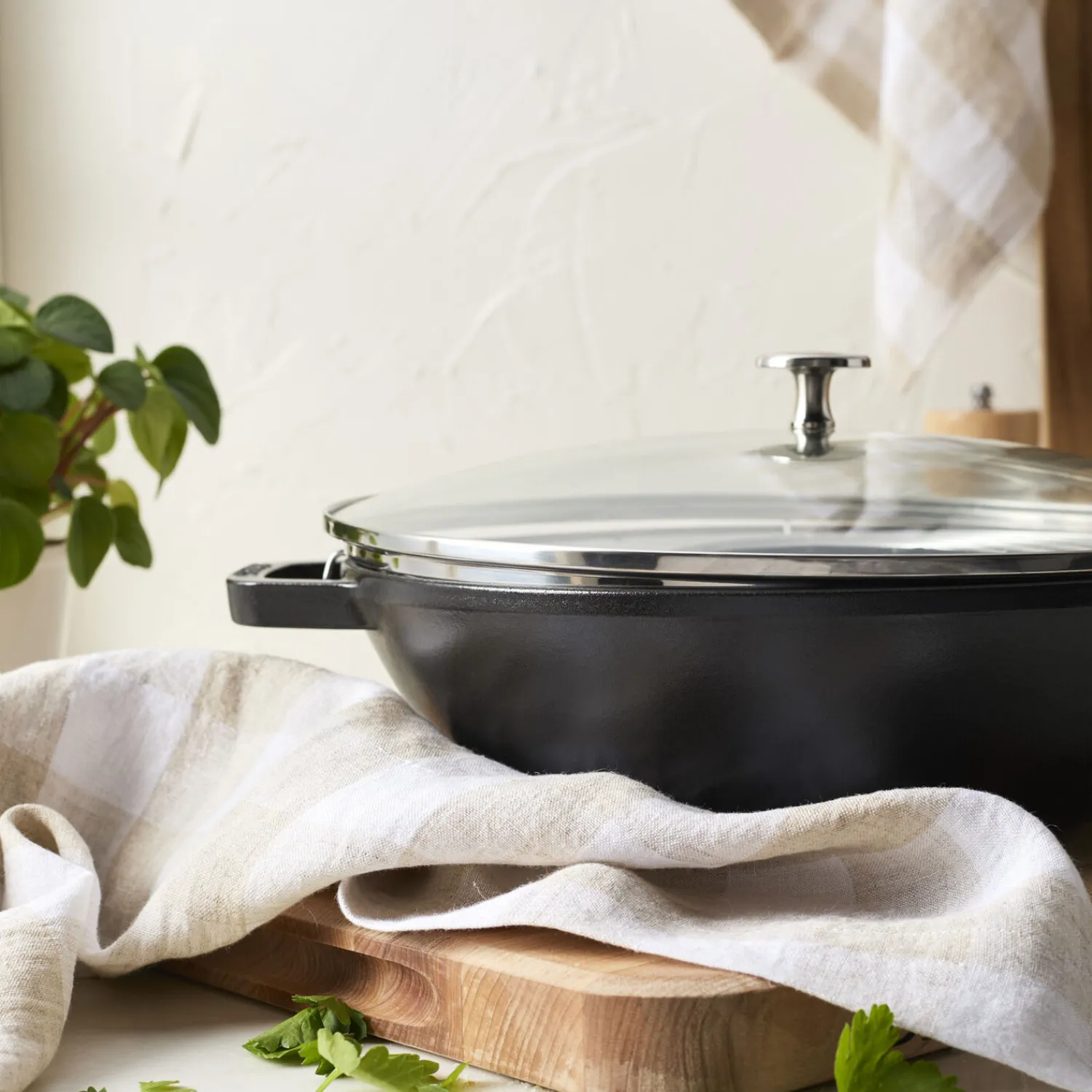 Staub Wok mit Glasdeckel 30 cm, rund, , Gusseisen